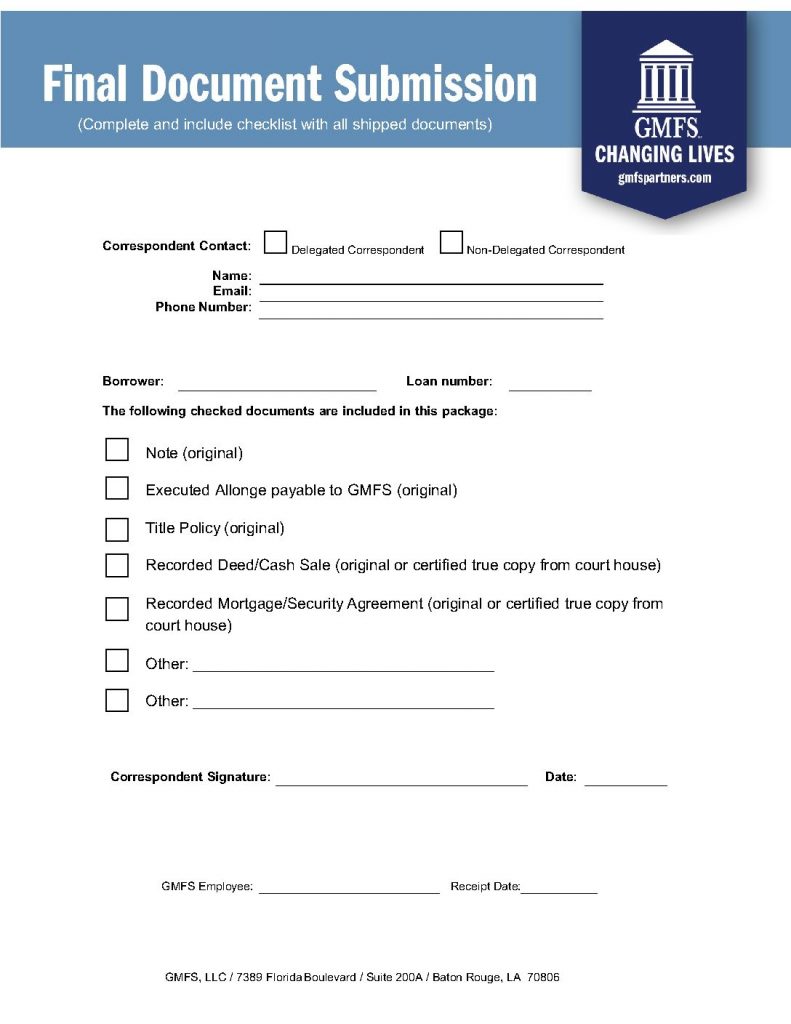 Final Document Submission Checklist Form