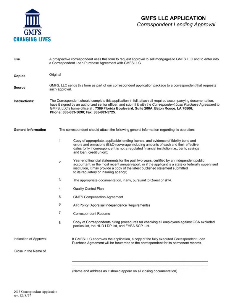 GMFS Correspondent Application