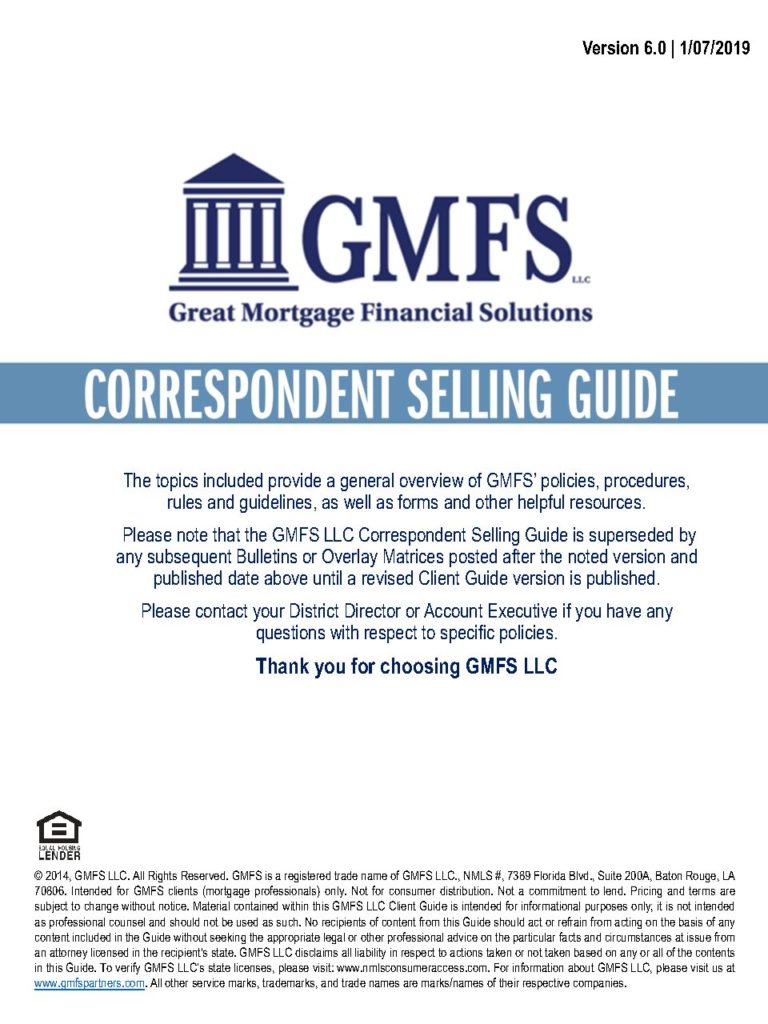 GMFS Correspondent Selling Guide