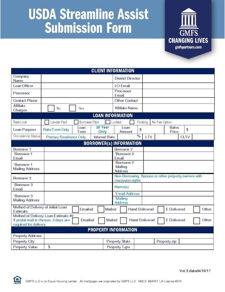 USDA Streamline Assist Submission Form
