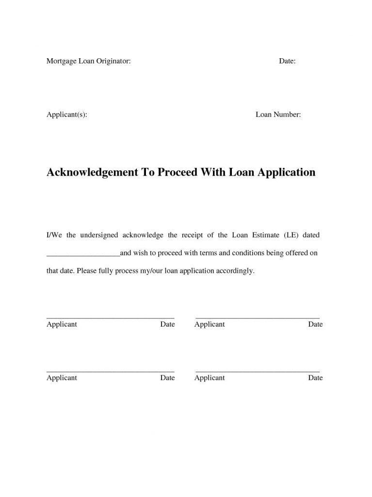 Acknowledgement to Proceed Form