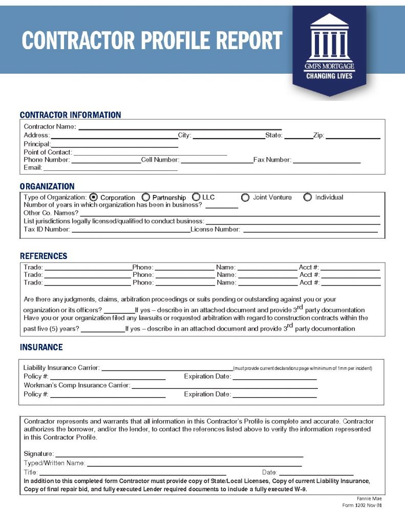 Builder Contractor Profile Form