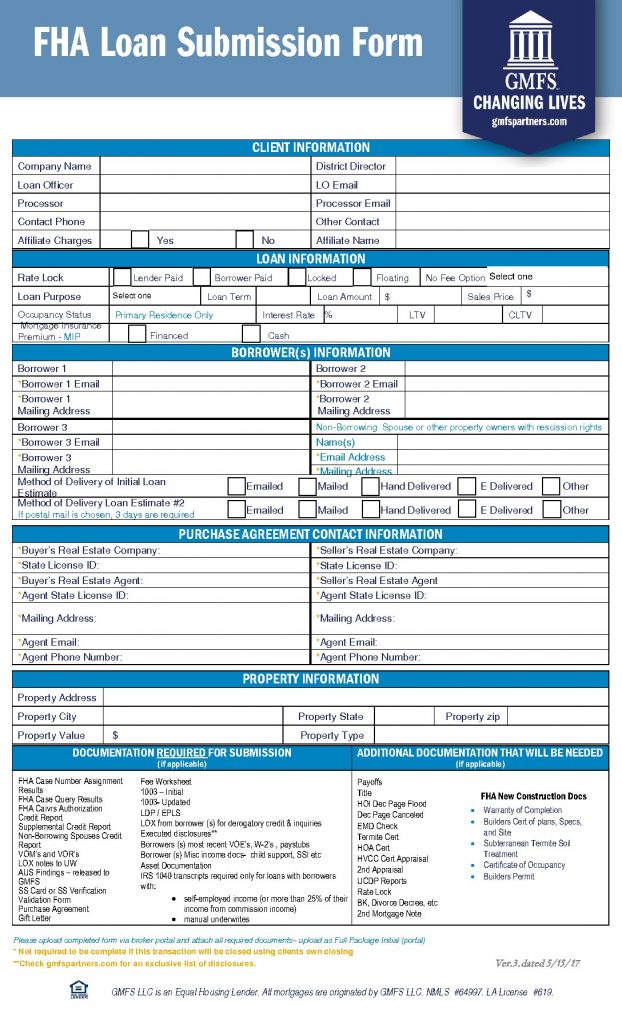 FHA Loan Submission Form