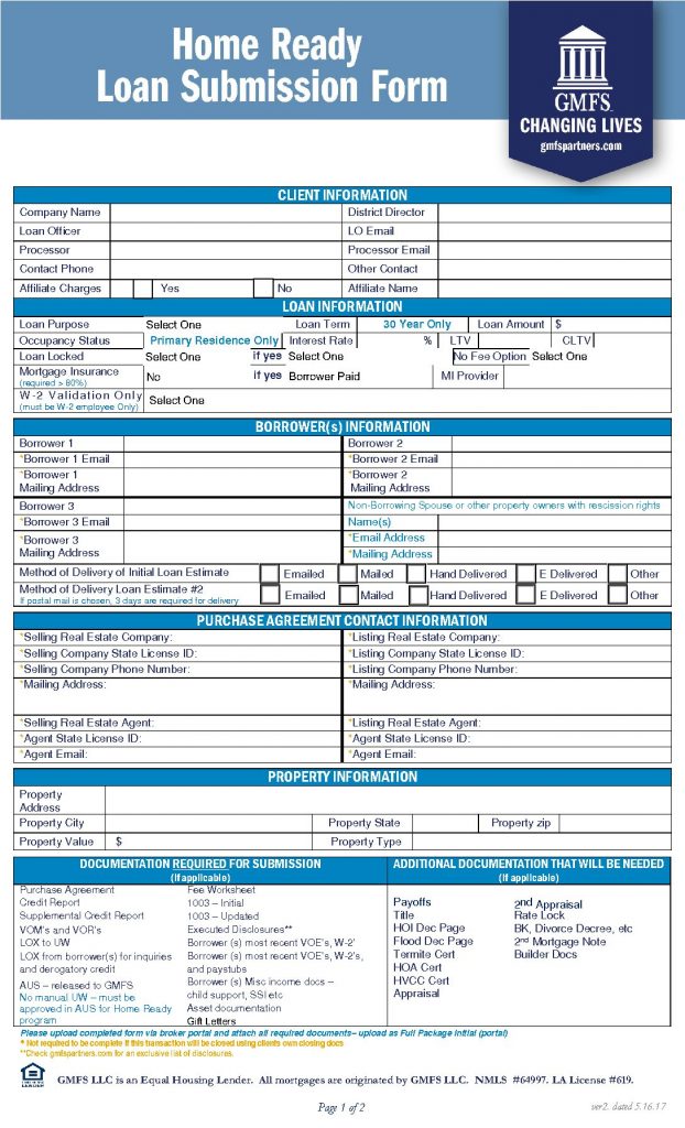 HomeReady Loan Submission Form