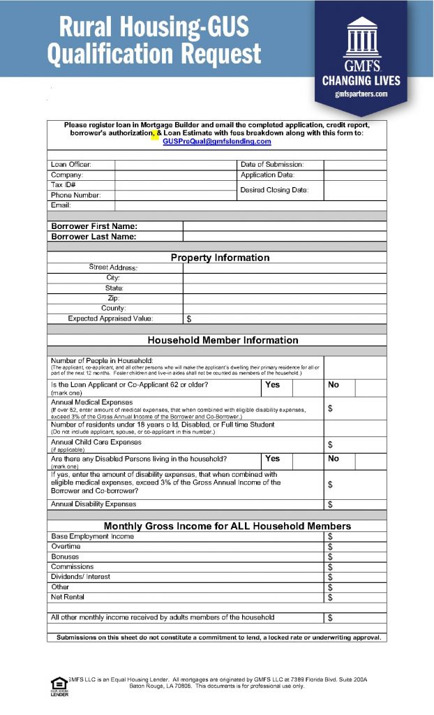 USDA GUS Pre-Qual Request Form