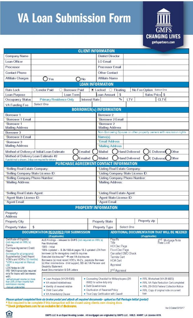 VA Loan Submission Form