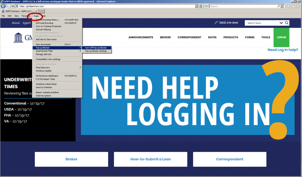 Turn Off Pop-up Blocker in IE Browser