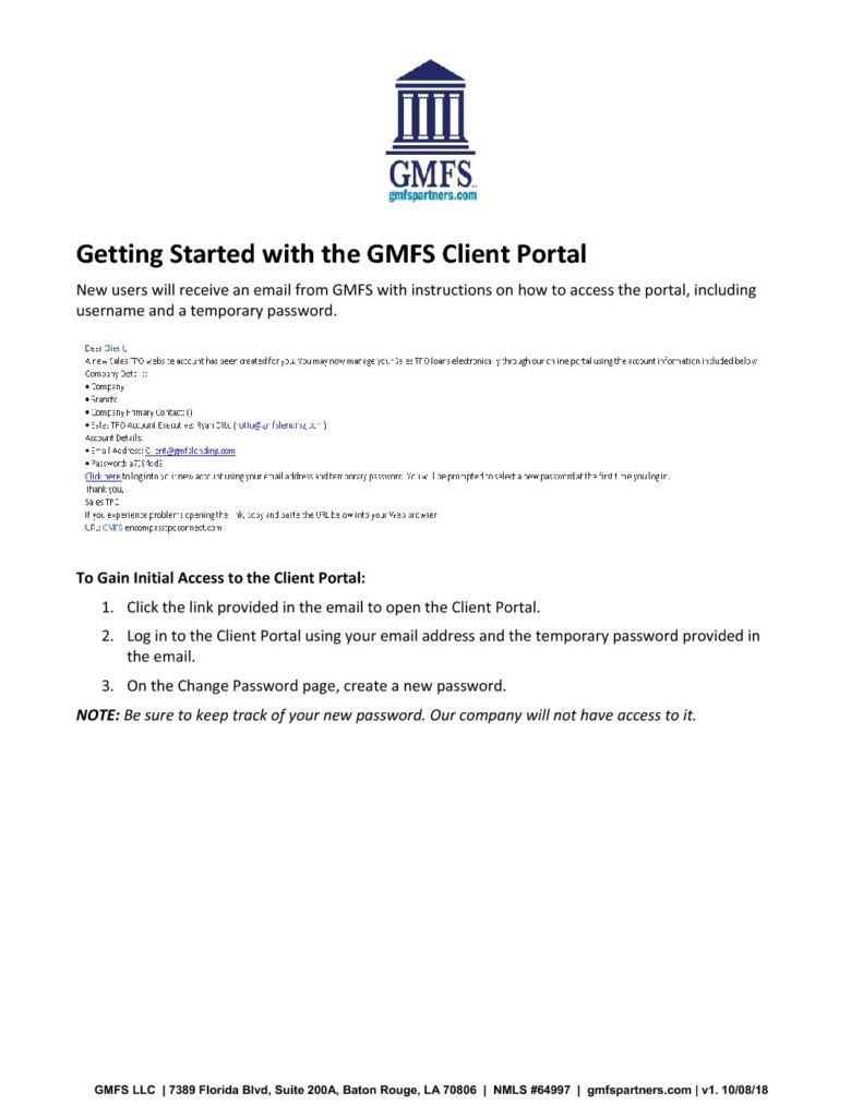 Getting Started with the GMFS Encompass Client Portal