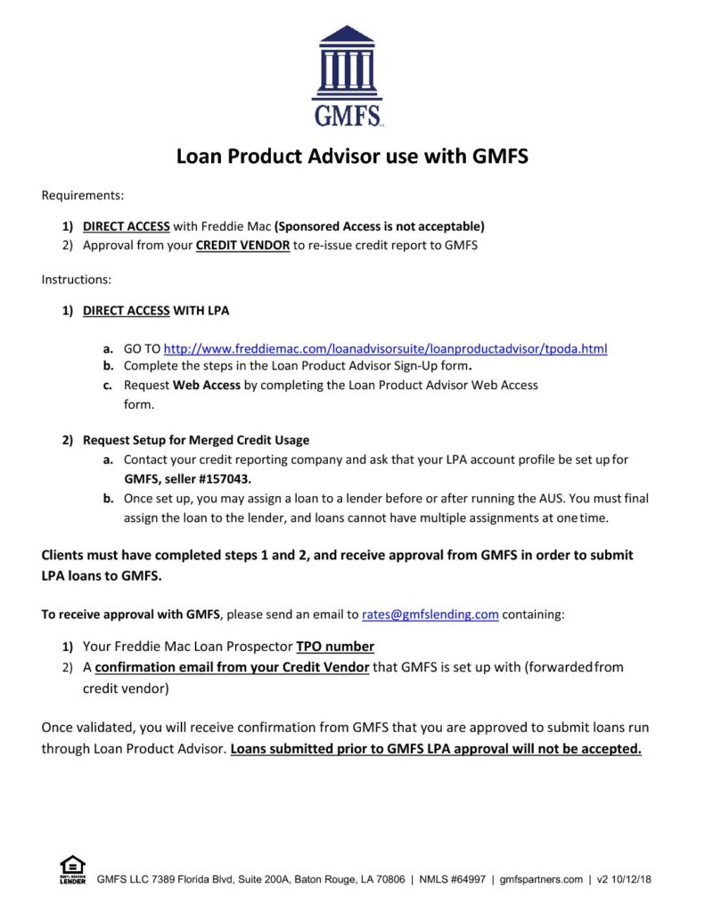 Loan Product Advisor with GMFS