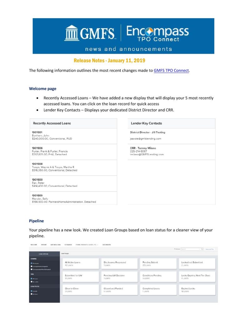 GMFS Encompass TPO Connect Release Notes 1_11_19