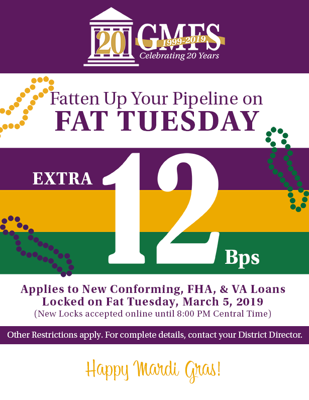Special Fat Tuesday Pricing from GMFS Celebrating Mardi Gras 2019!